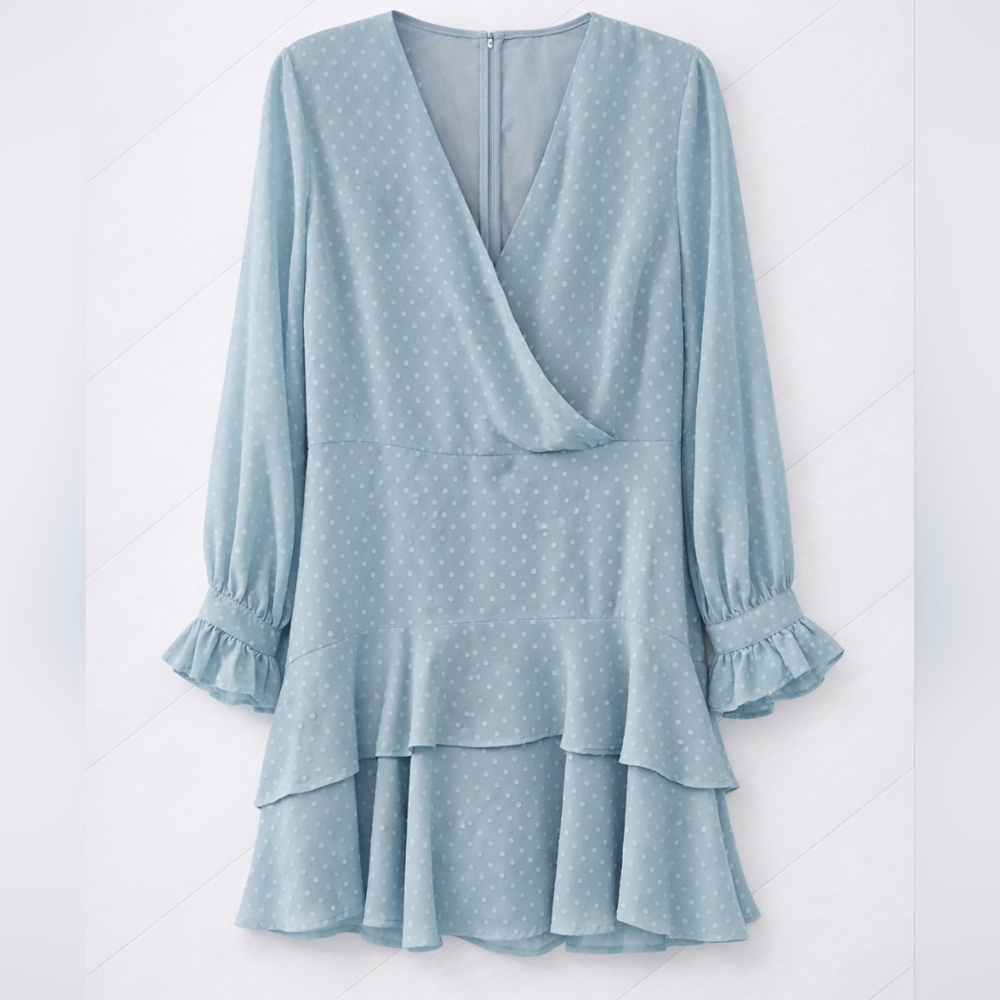 ⭐️ Dynamite Angie Chiffon Long Sleeved Mini Dress - Sage green, Size Medium